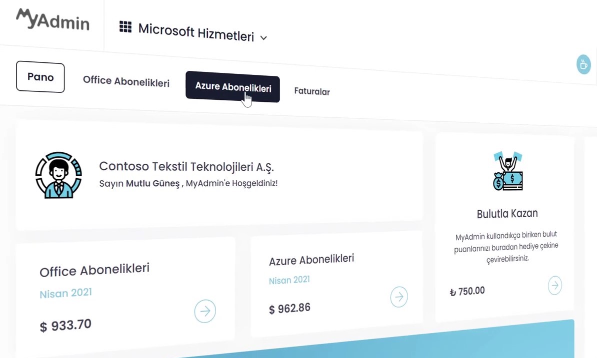 MyAdmin - Microsoft Bulut Servisleri Platformu
